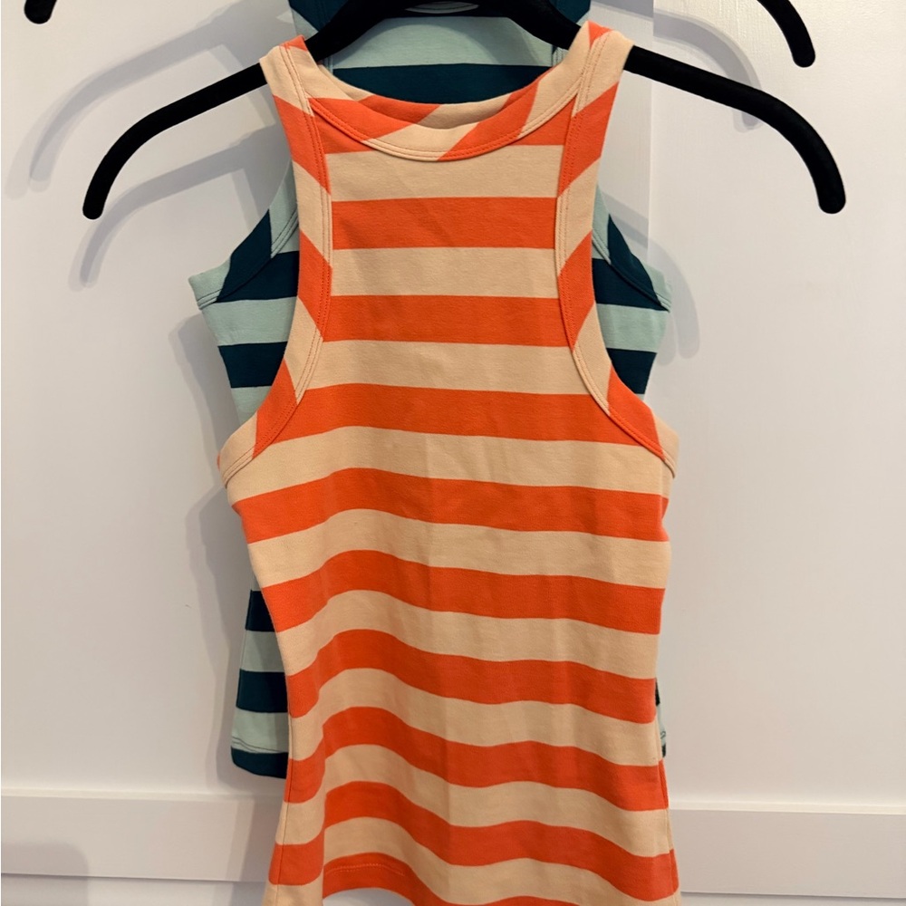 2 Maeve by Anthropologie Tank Tops Orange & Peach Striped/ Green & Mint Striped